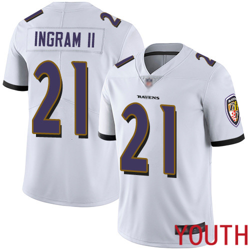 Baltimore Ravens Limited White Youth Mark Ingram II Road Jersey NFL Football #21 Vapor Untouchable->youth nfl jersey->Youth Jersey